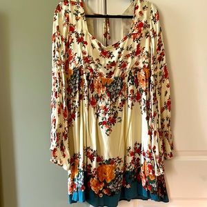 Free People Boho Floral Bell Sleeve Dress